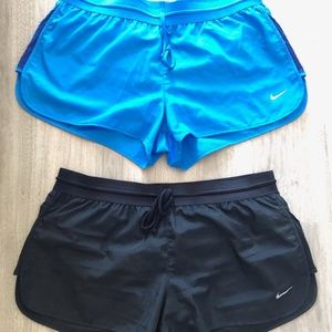 Nike Dri-Fit 2 Pairs of Shorts in Black and Blue